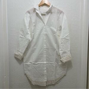 Anthropologie Undiscovered Eye White LS Poplin Oversized Shirt Dress Size XS